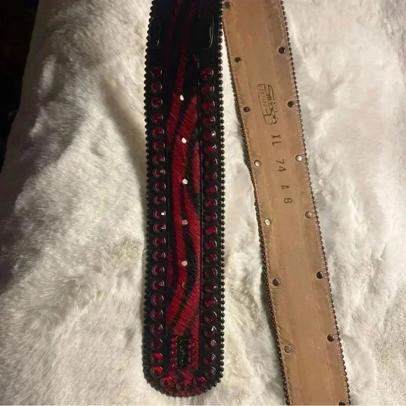 Authentic BB Simon Red Zebra Wide Belt Swarovski Crystals EUC main image 11
